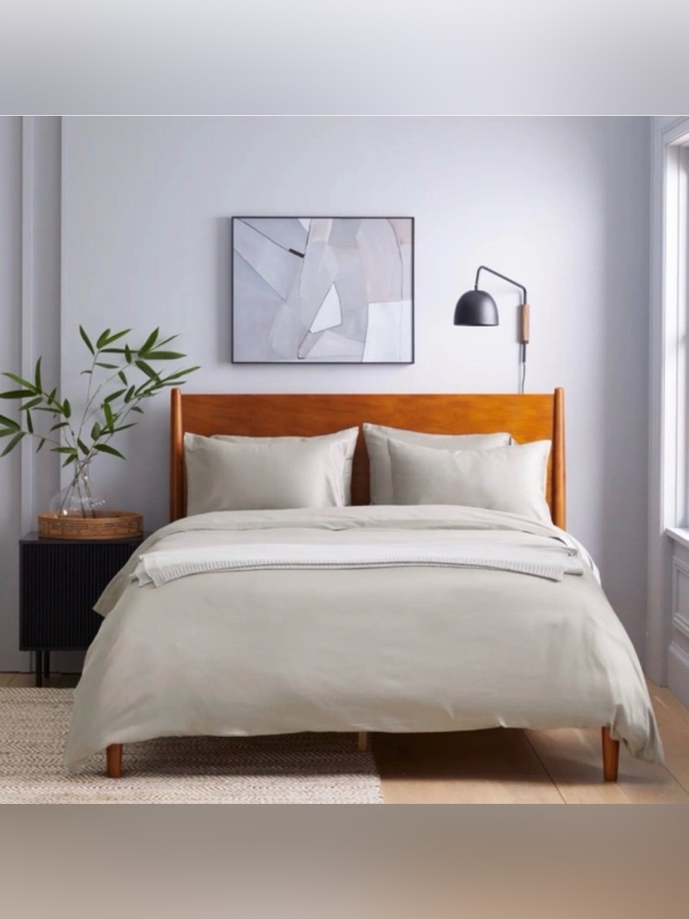 NWOT Quince Luxury Organic Sateen Queen Duvet Cover in Light Grey